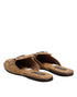 Dolce & Gabbana Beige Rattan Flat Mule Men Sandals Shoes